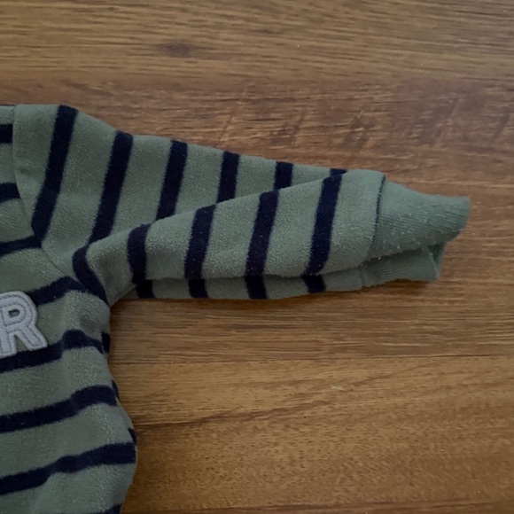 Carter's Green and Black Striped Footie Pajamas - Picture 5 of 9